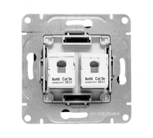 Механизм розетки RJ45 - 2шт, (cat5), чёрный Эпика EKF  UP1-SOB-2RJ45-5  EKF
