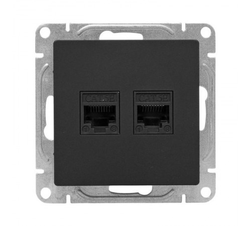 Механизм розетки RJ45 - 2шт, (cat5), чёрный Эпика EKF  UP1-SOB-2RJ45-5  EKF