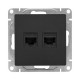 Механизм розетки RJ45 - 2шт, (cat5), чёрный Эпика EKF  UP1-SOB-2RJ45-5  EKF