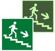 Знак эвакуационный E 13 "Направление к выходу вниз направо" 200х200 мм, ГОСТ Р 12.4.026-2001  an-e-13-f  EKF