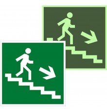 Знак эвакуационный E 13 "Направление к выходу вниз направо" 200х200 мм, ГОСТ Р 12.4.026-2001  an-e-13-f  EKF