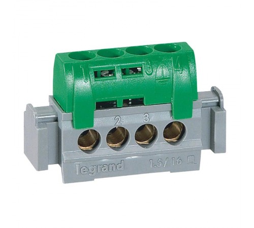 Клеммник зеленый 4*1.5-16мм2  004830  Legrand