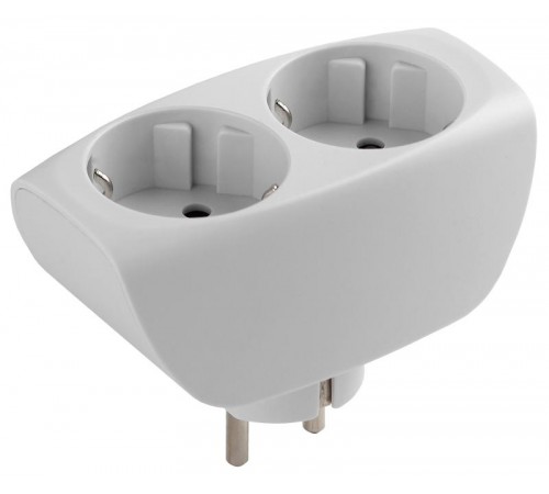 Тройник SP-2e-W  2гн, с заземл, со шторками (белый) (10/60/1440) C0045528  ЭРА