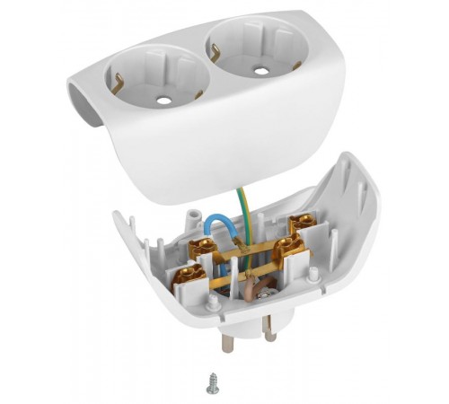 Тройник SP-2e-W  2гн, с заземл, со шторками (белый) (10/60/1440) C0045528  ЭРА