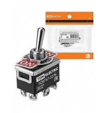 Переключатель-тумблер KN3C-223AAH 2P 250В AC/DC 15А (6c) ON-OFF-ON без фиксации   SQ0747-0276  TDM