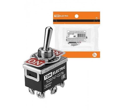 Переключатель-тумблер KN3C-223AAH 2P 250В AC/DC 15А (6c) ON-OFF-ON без фиксации   SQ0747-0276  TDM