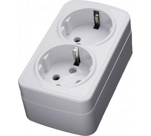 PST16-502-20 Розетка накладная 2-местная с/з, 250В, 16А, серия Basic, белый  39034  STEKKER