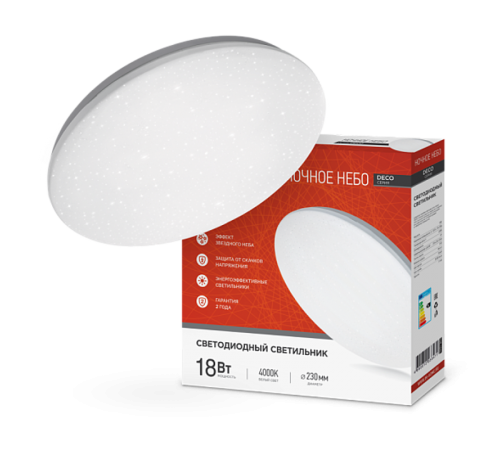 Светильник светодиодный серии DECO 18Вт 230В 4000К 1170лм 230х55мм НОЧНОЕ НЕБО  4690612033471  IN HOME