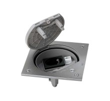 Влагостойкая основа IP66 с розеткой 2P+E Schuko К45 и коннектором RJ45 катег.5e UTP с замком,сталь  KSE15USEC-23-72  Simon