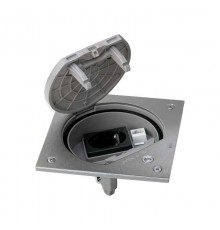 Влагостойкая основа IP66 с розеткой 2P+E Schuko К45 и коннектором RJ45 катег.5e UTP с замком,сталь  KSE15USEC-23-72  Simon