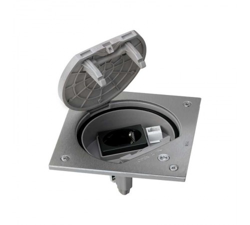 Влагостойкая основа IP66 с розеткой 2P+E Schuko К45 и коннектором RJ45 катег.5e UTP с замком,сталь  KSE15USEC-23-72  Simon