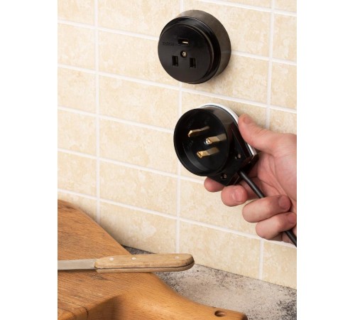 Разъем РШ-ВШ 32А 250В 2P+PE (ОУ) карболитовый черный EKF PROxima  AS-250-O-03  EKF