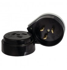 Разъем РШ-ВШ 32А 250В 2P+PE (ОУ) карболитовый черный EKF PROxima  AS-250-O-03  EKF