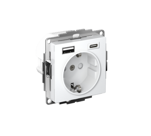 AtlasDesign Белый Розетка 16А с 2 USB A+C, механизм  ATN000132  SE