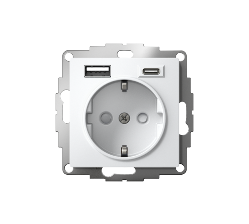 AtlasDesign Белый Розетка 16А с 2 USB A+C, механизм  ATN000132  SE