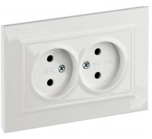BRITE Розетка 2-ая без заземления со шторками 10А в сборе РСш12-2-БрБ белый  BR-R23-10-K01-F  IEK