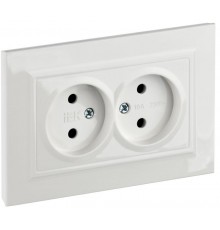 BRITE Розетка 2-ая без заземления со шторками 10А в сборе РСш12-2-БрБ белый  BR-R23-10-K01-F  IEK