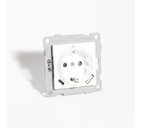 Розетка электрическая 2К+З/2xUSB A/C, 125-250V (белый)  201005  SPL