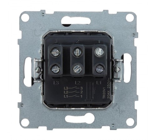 SUNO Выключатель трехклавишный 20АХ 250В. Винтовые зажимы. Цвет "Антрацит"  721403  Legrand