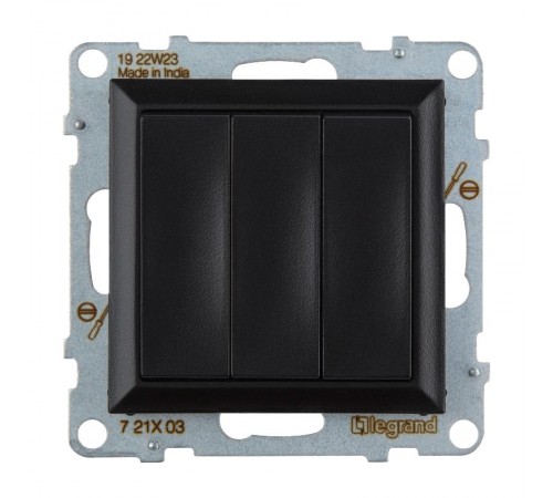 SUNO Выключатель трехклавишный 20АХ 250В. Винтовые зажимы. Цвет "Антрацит"  721403  Legrand