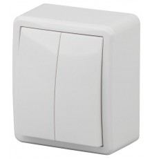 Выключатель 2-клавишный 10АХ-250В, ОУ, 11-1204-01, Эксперт, Белый Б0020663  ЭРА