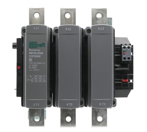 Контактор 630А 220В_АС АС3_ АС4 1НО+1НЗ КМ-102  21973DEK  DEKraft