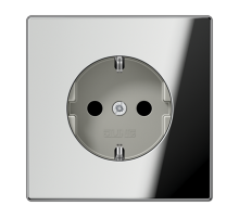 Штепсельная розетка SCHUKO 16А / 250В с защитными шторками, пружинные зажимы; металл; хром; GCR  GCR1520KI  Jung