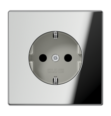 Штепсельная розетка SCHUKO 16А / 250В с защитными шторками, пружинные зажимы; металл; хром; GCR  GCR1520KI  Jung