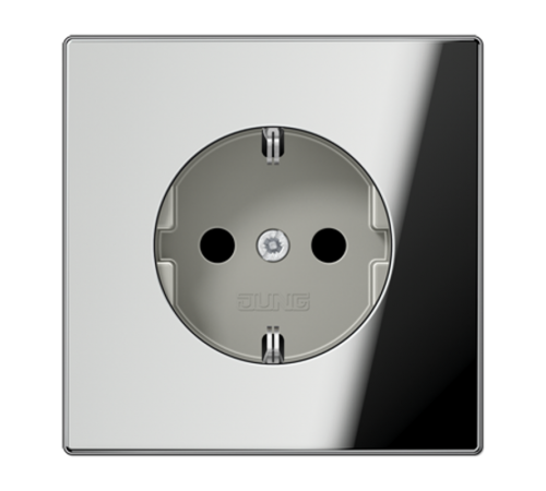 Штепсельная розетка SCHUKO 16А / 250В с защитными шторками, пружинные зажимы; металл; хром; GCR  GCR1520KI  Jung