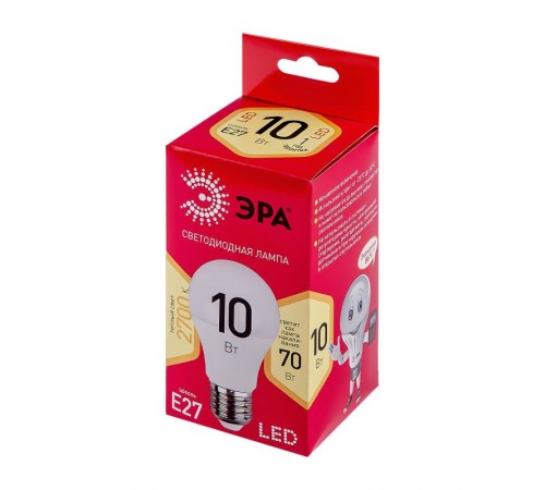 Лампа светодиодная LED A60-10W-827-E27 R (диод, груша, 10Вт, тепл, E27) (10/100/2000)  Б0049634  ЭРА