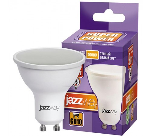 Лампа светодиодная LED 9Вт GU10 230В 3000К PLED- SP 720Lm-E отражатель (рефлектор)  2859693A  Jazzway