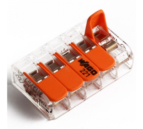 Клемма универсальная 5-проводная 0.14 - 4 мм.кв. (уп/25шт)  221-415  WAGO