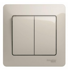 Glossa Молочный Выключатель 2-клавишный, сх.5, 10AX (в сборе)  GSL000952  SE