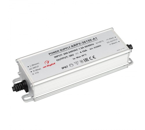 Блок питания ARPV-36150-A1 (36V, 4.16A, 150W) (Arlight, IP67 Металл, 3 года)  035965  Arlight