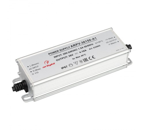 Блок питания ARPV-36150-A1 (36V, 4.16A, 150W) (Arlight, IP67 Металл, 3 года)  035965  Arlight