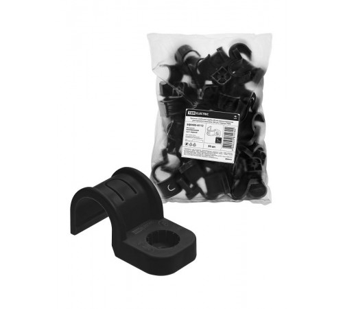 Крепеж-скоба для трубы 20 мм односторонняя для прямого монтажа (50 шт.) черная   SQ0405-6112  TDM