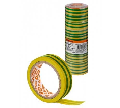 Изолента ПВХ 0,13х15мм Желто-зеленая 5м  SQ0526-0077  TDM