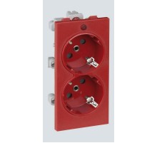 Simon Connect Розетка с/з 2x2P+E, сдвоенная, S-модуль, с индикат.налич.напряжения,16А, 250В, красный  S1-6  Simon