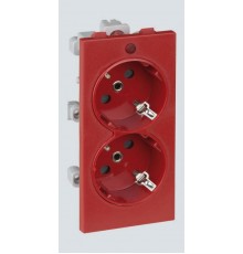 Simon Connect Розетка с/з 2x2P+E, сдвоенная, S-модуль, с индикат.налич.напряжения,16А, 250В, красный  S1-6  Simon