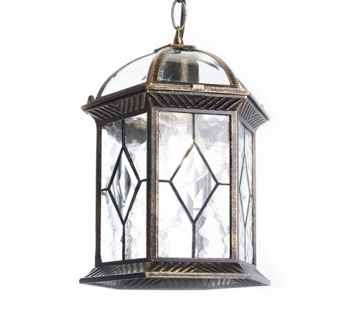 Светильник садово-парковый PL134 шестигранный на цепочке 60W E27 230V, черное золото  11337  Feron