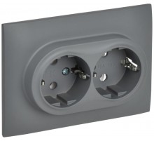 SKANDY Розетка 2-местная с з/к без з/ш 16А сб. SK-R08Gr серый  SK-R21-16-K03-F  IEK