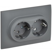 SKANDY Розетка 2-местная с з/к без з/ш 16А сб. SK-R08Gr серый  SK-R21-16-K03-F  IEK