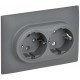 SKANDY Розетка 2-местная с з/к без з/ш 16А сб. SK-R08Gr серый  SK-R21-16-K03-F  IEK