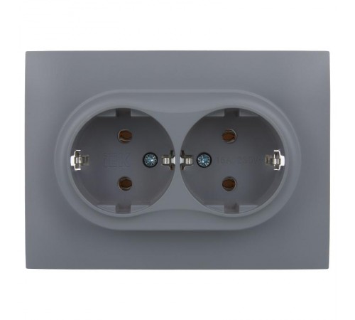SKANDY Розетка 2-местная с з/к без з/ш 16А сб. SK-R08Gr серый  SK-R21-16-K03-F  IEK