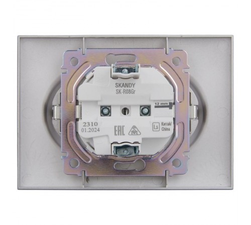 SKANDY Розетка 2-местная с з/к без з/ш 16А сб. SK-R08Gr серый  SK-R21-16-K03-F  IEK