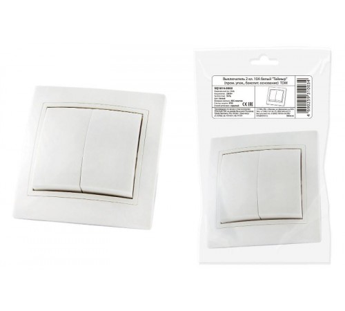 Выключатель 2 кл. 10А белый "Таймыр" (пром. упак,, бакелит. основание)  SQ1814-0502  TDM