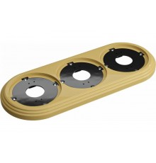 Рамка трехместная пластиковая, 234x92x14 мм, цвет - песочное золото, серия УСАДЬБА, ТМ МЕЗОНИНЪ