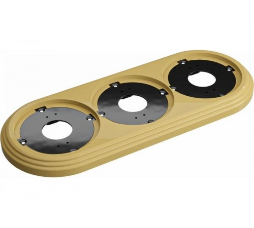 Рамка трехместная пластиковая, 234x92x14 мм, цвет - песочное золото, серия УСАДЬБА, ТМ МЕЗОНИНЪ