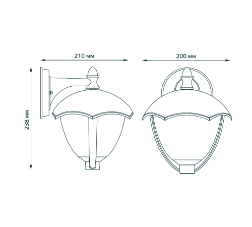 Светильник садово-парковый Aura на стену вниз 188*210*238mm, 170-240V / 50Hz, 1xE27, Max.60W, IP54  GD028  Gauss