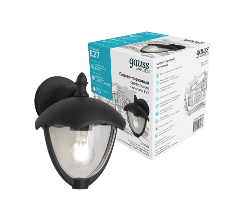 Светильник садово-парковый Aura на стену вниз 188*210*238mm, 170-240V / 50Hz, 1xE27, Max.60W, IP54  GD028  Gauss